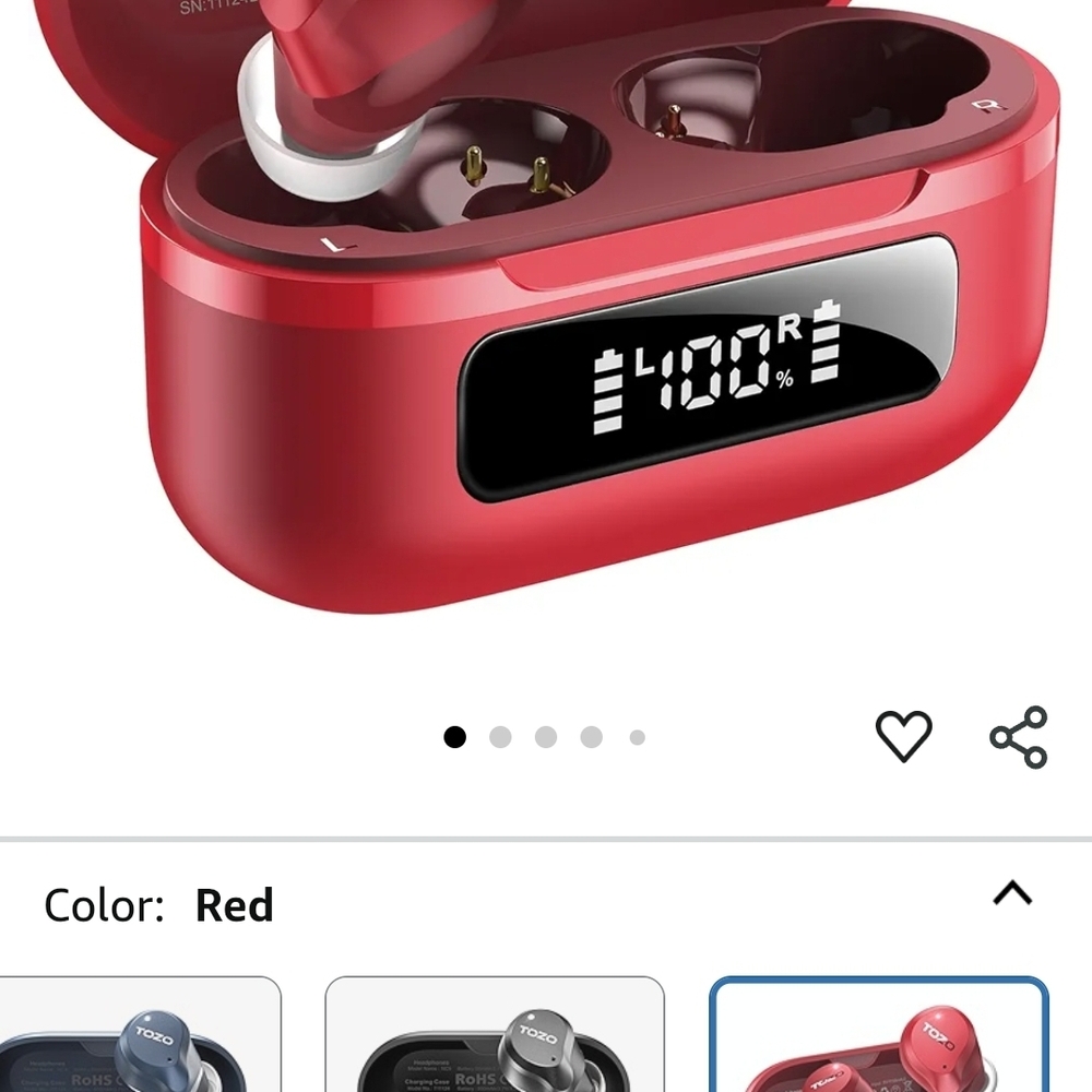 Wireless Earbuds with Charging Case - Red